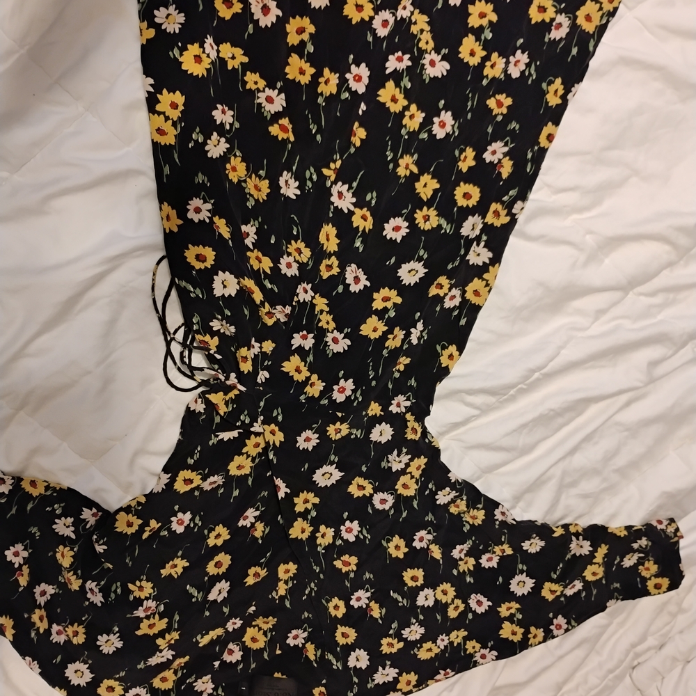 No. 6 Black Dress with Yellow and White Floral Pattern